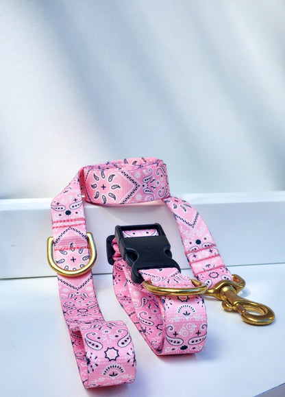 Pink Bandana Collar + Lead Set