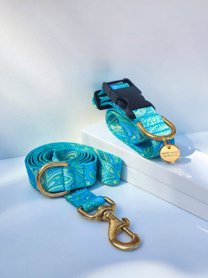 Sea Green Paisley Collar + Lead Set