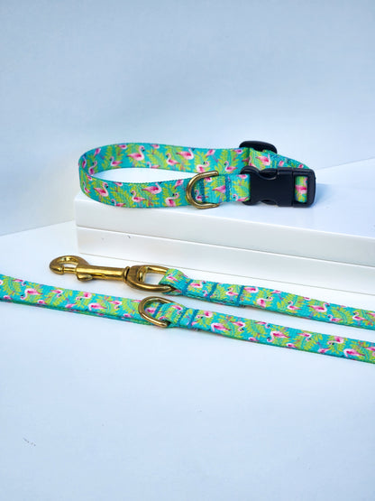 Flamingo Collar + Lead Set