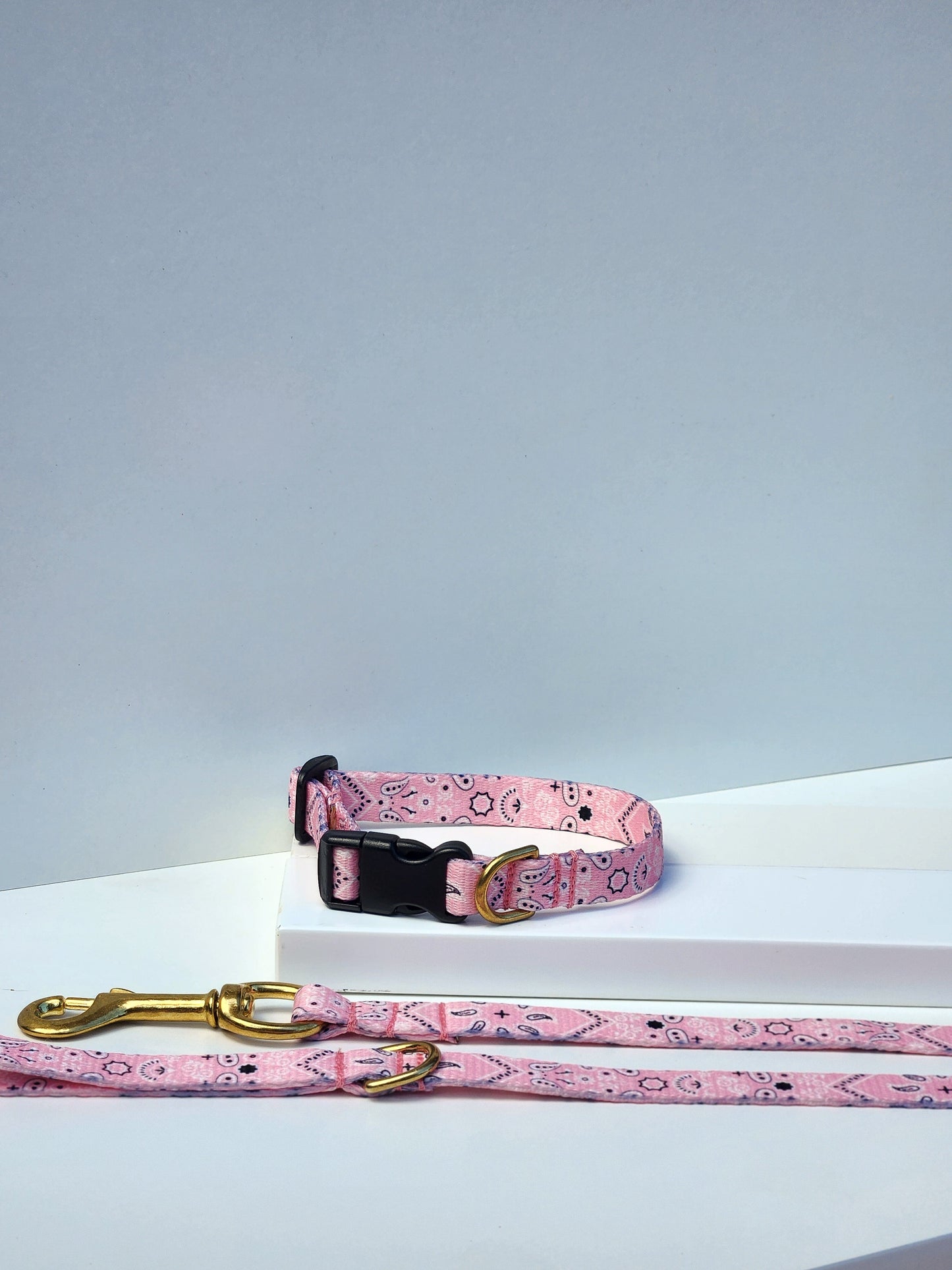 Pink Bandana Collar + Lead Set