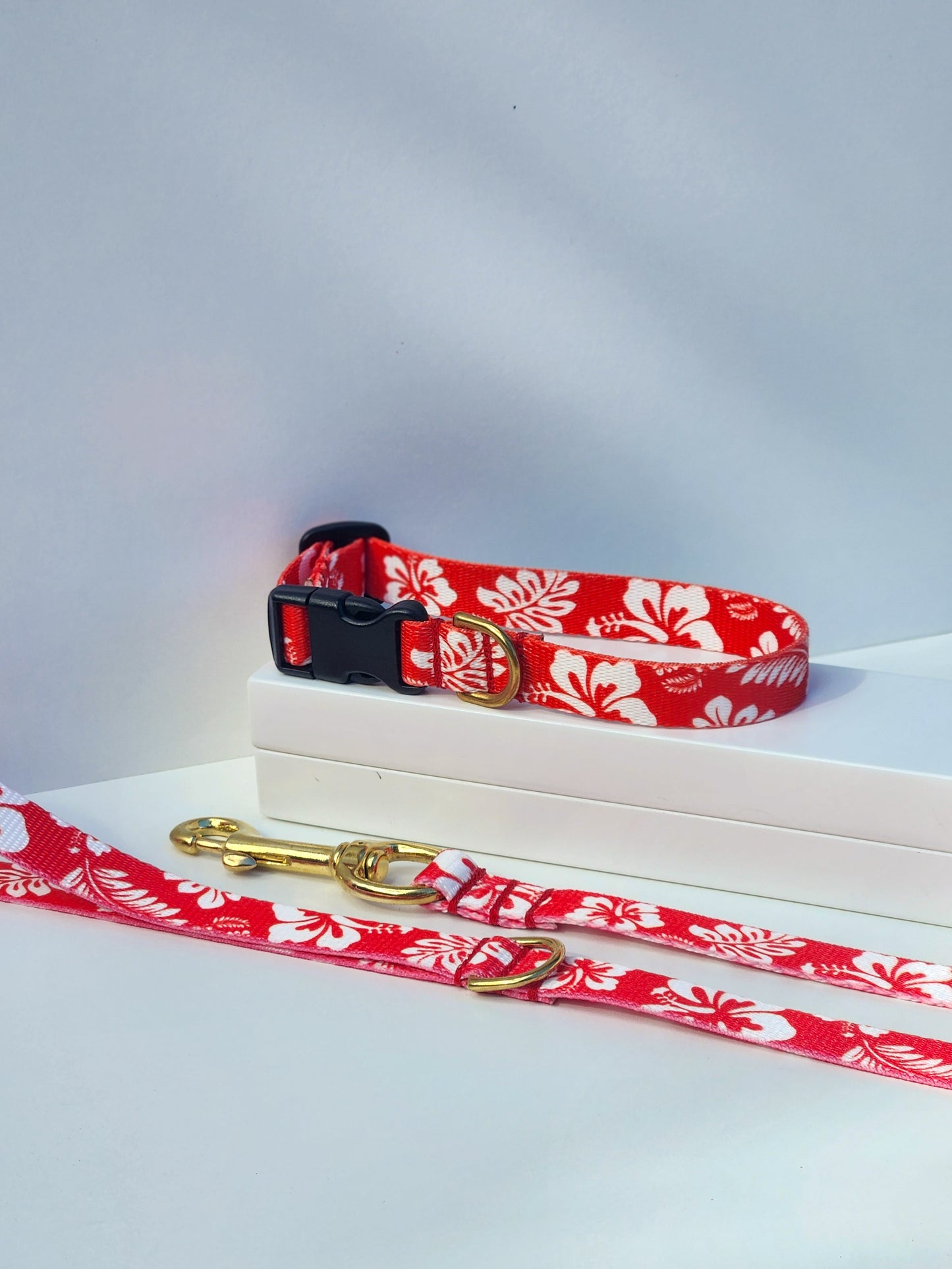 Red Hawaiian Collar + Lead Set